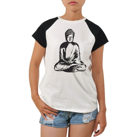 Buddha Painting Printed 100% Cotton Short Sleeves Tee Raglan T- Shirt WTS_04 L