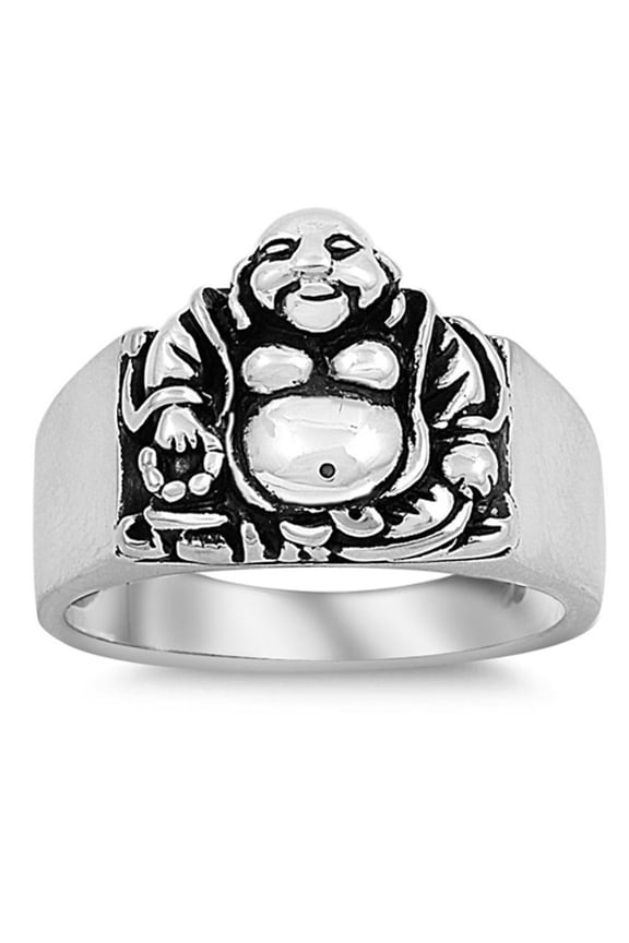 Buddha Religious Symbol Ring .925 Sterling Silver Band Jewelry Female Male Unisex Size 5