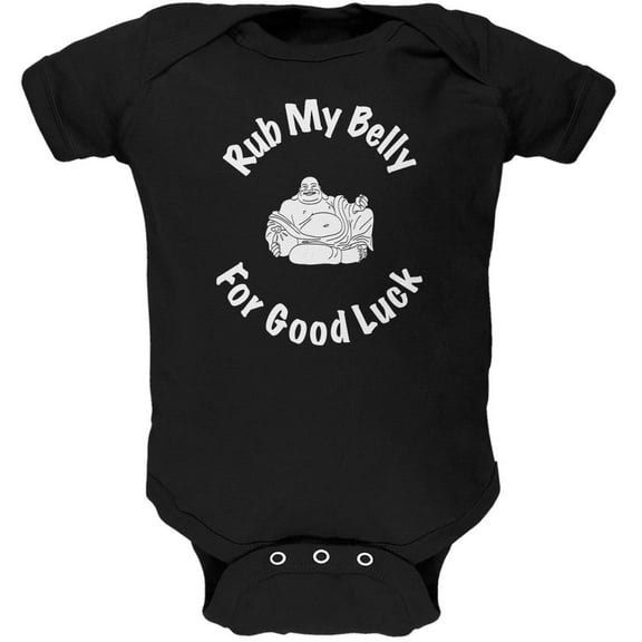 Buddha Rub My Belly Good Luck Black Soft Baby One Piece - 9-12 months