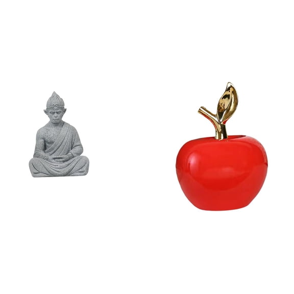Buddha Sculpture Monkey Ornament Fruit Figurine Creative Ceramic Craft for Living Room Study Patio