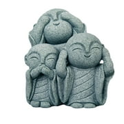 Buddha Set See No Evil Speak Hear China Zen Spiritual Monk Statue