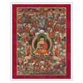thumbnail image 1 of Buddha Shakyamuni and the Sixteen Arhats (Buddhist Elders) - Vintage Tibetan Thangka Buddhist Painting - Tibet, 18th Century - Fine Art Matte Paper Print (Unframed) 16x20in, 1 of 4
