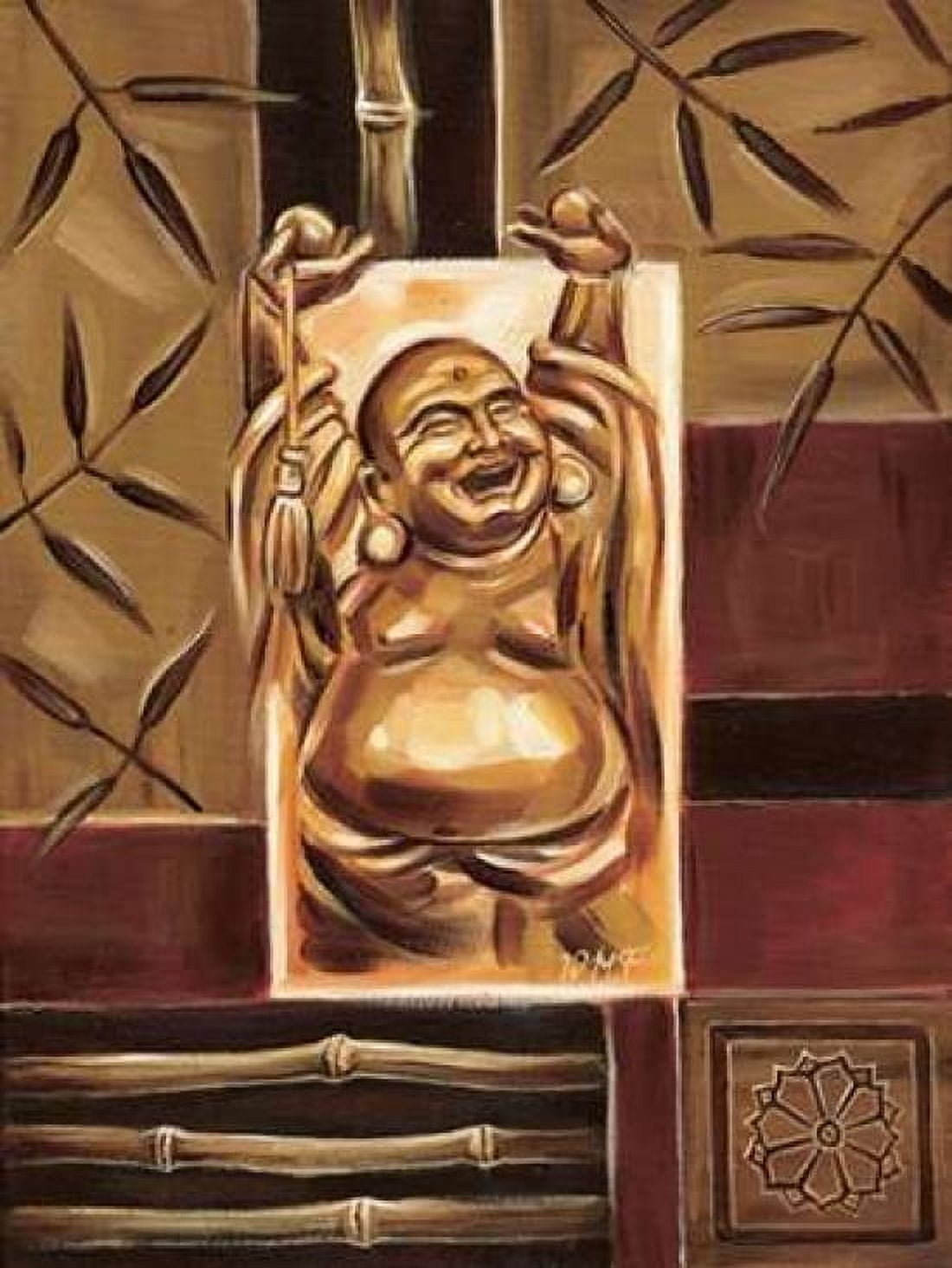 Buddha Sheering Canvas Art - Wendy Fields (18 x 24)