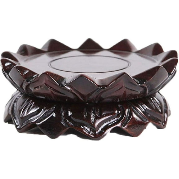 Buddha Statue Base Solid Wood Guanyin Bodhisattva Lotus for Worship Buddha Round Wood Censer Base Wood Bracket