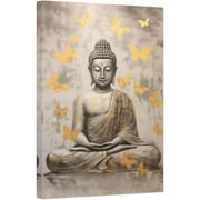 Buddha Statue Butterfly Canvas Wall Art Buddha Statue in Meditation Wall Decor Artwork Home Decoration UnframedBuddha-4 12 * 18inch