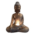 thumbnail image 1 of Buddha Statue Candle Holder, 12" Tall Meditating Buddha with Patina Gold Finish, 1 of 4