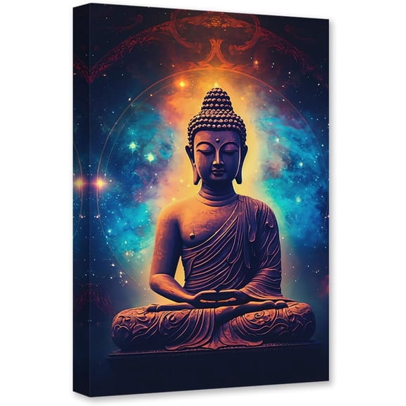 Buddha Statue Cosmic Background Canvas Wall Art Buddha Statue Art Poster Wall Canvas Painting for Bedroom Living Room Decor(Buddha-7 12 * 18inch)
