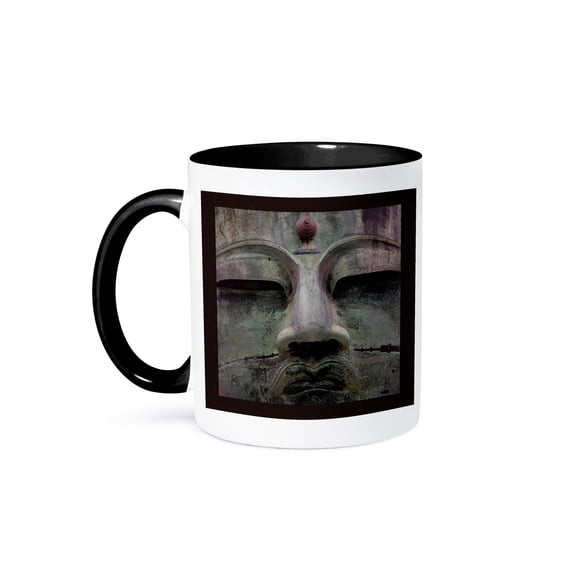 3drose, Buddha Statue, Daibutsu Aka Giant Buddha, Kamakura, Near Tokyo, Japan, 11oz Two-tone Black Mug