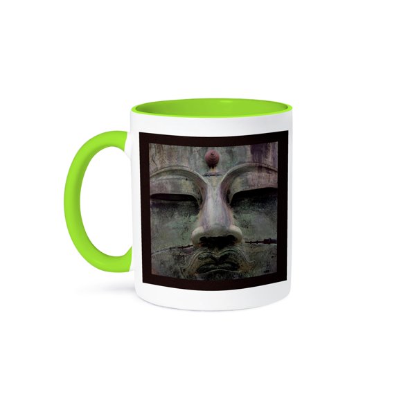 3drose, Buddha Statue, Daibutsu Aka Giant Buddha, Kamakura, Near Tokyo, Japan, 11oz Two-tone Green Mug