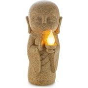 Buddha Statue For   Outdoor Decor Solar Powered Flickering LED Garden Light Zen Meditation Spiritual Room Decor (Baby Buddha Guiding Light)