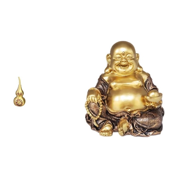 Buddha Statue Gourd Sculpture Bodhisattva Figure Brass Resin Artistic Carving for Living Room Shop Decor Spring Festival