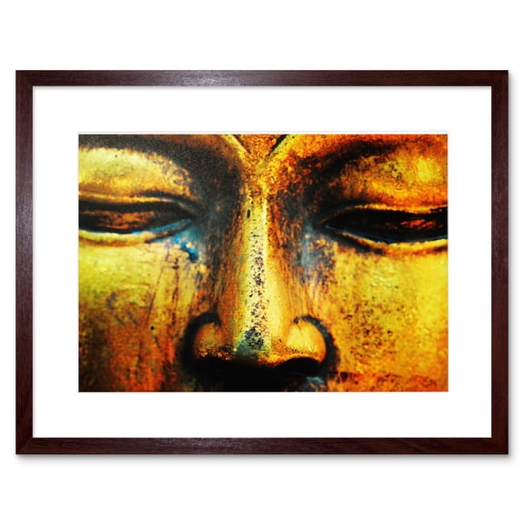 Buddha Statue Head Face Framed Wall Art Print