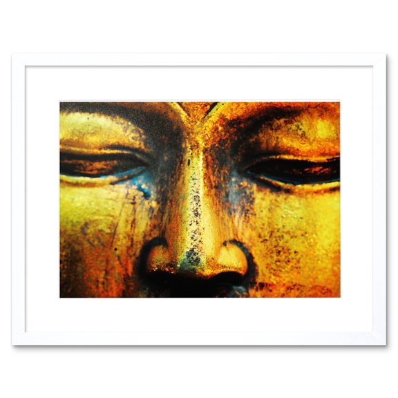 Buddha Statue Head Face Framed Wall Art Print