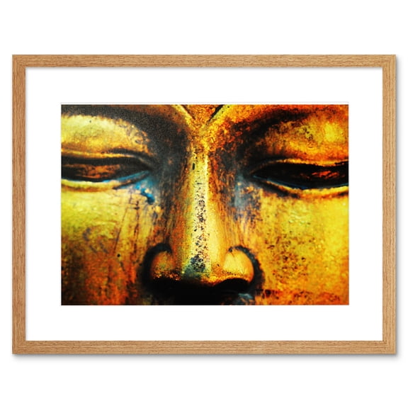 Buddha Statue Head Face Framed Wall Art Print