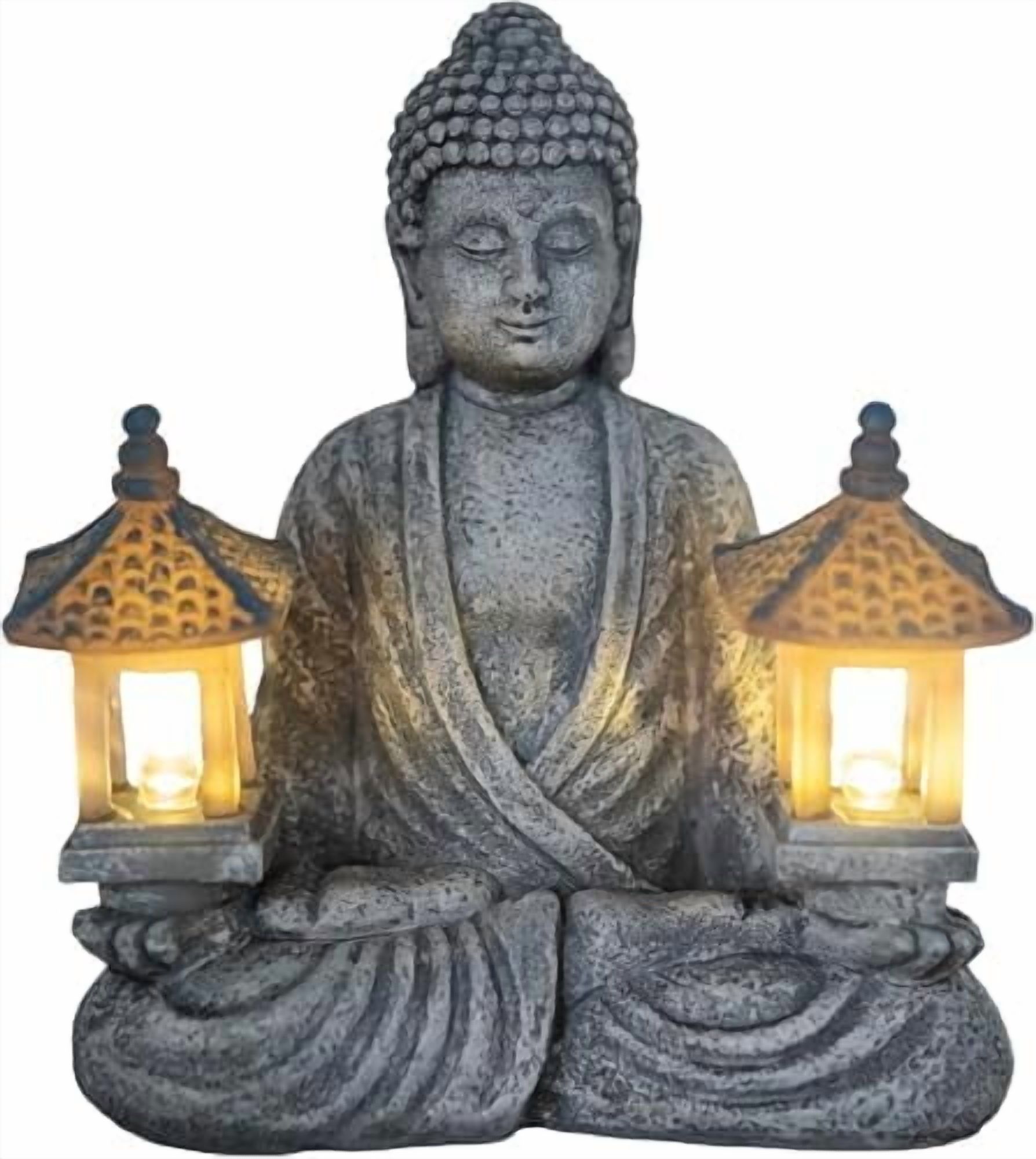 Buddha Statue for Home and Outdoor Decor Solar Powered Flickering LED ...