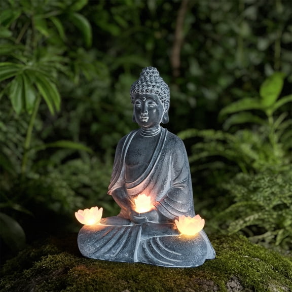 Buddha Statue for Home and Outdoor Decor Solar Powered Flickering LED,Garden Light Zen Meditation Spiritual Room Decor- Buddha Decor Outdoor-Ideas Gifts for Women, Mom,Prayer Spiritual Living Figurin