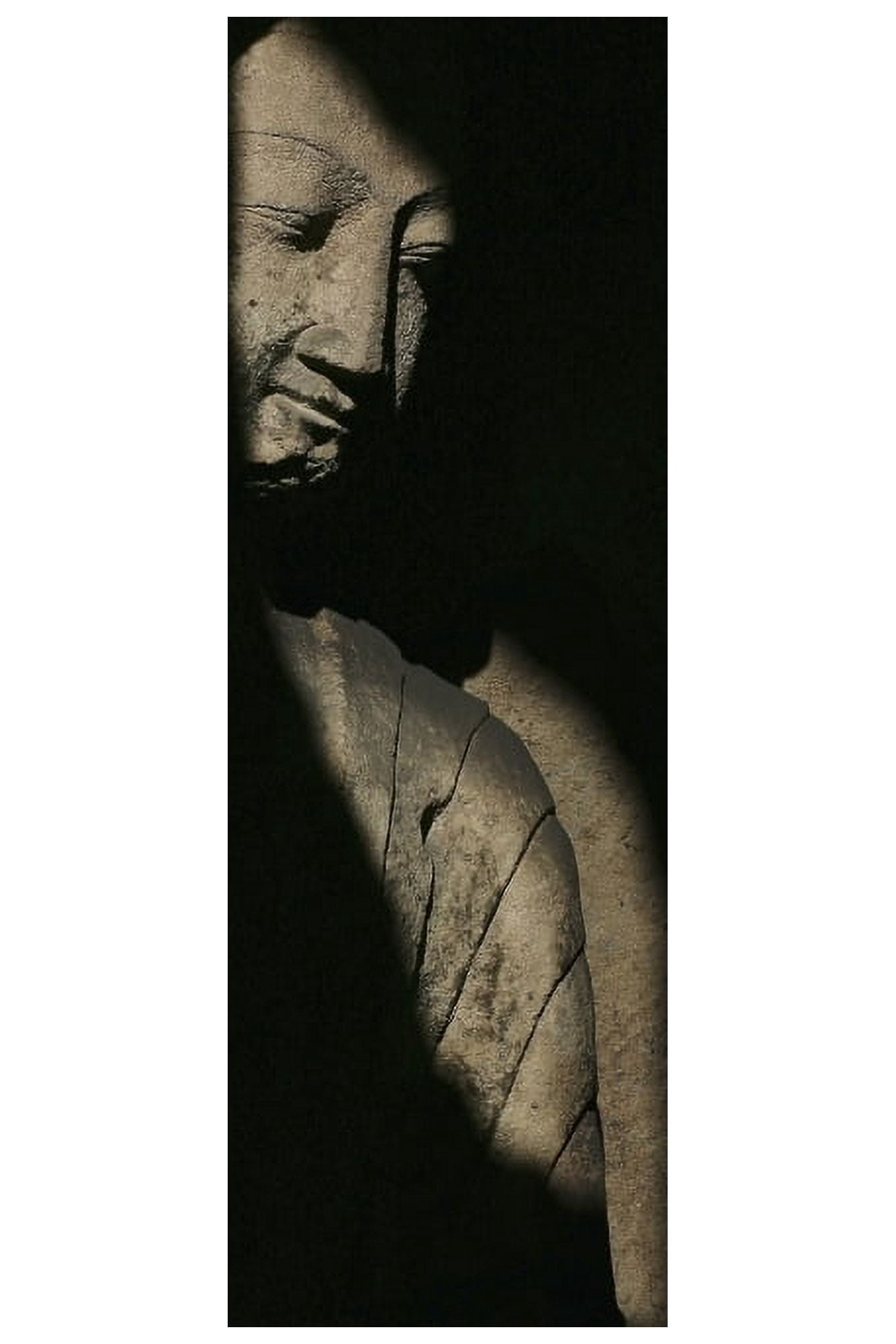 Buddha Statue In Shadows Yungang CavesWuzhou Shan MountainsChina Canvas Art - Timothy Allen Design Pics (24 x 38)