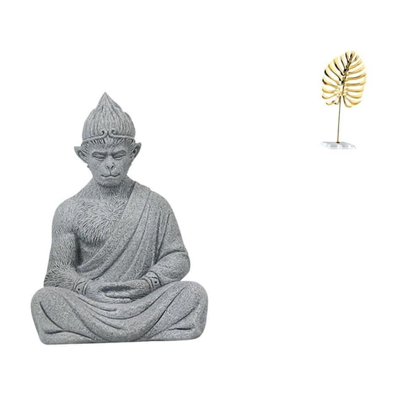 Buddha Statue Miniature Figurine Leaf Sculpture Iron Material for Hotel Patio Living Room Studio Display