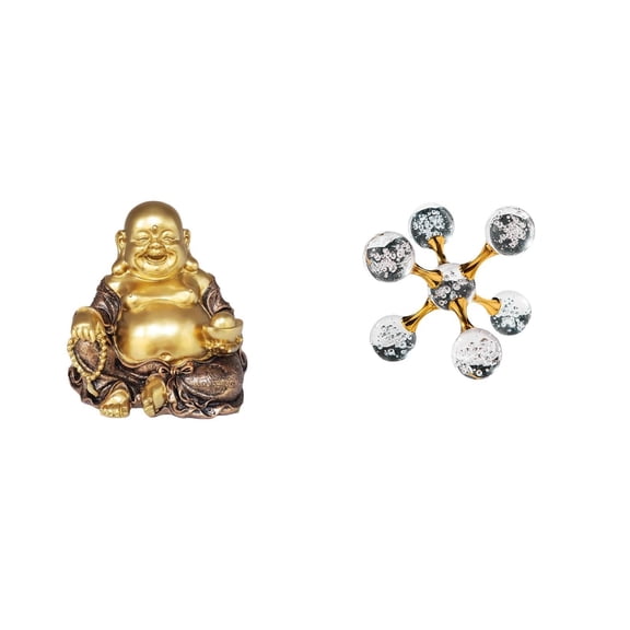 Buddha Statue Sphere Figurine Tabletop Ornament Glass Material for Home Office Desk Decoration