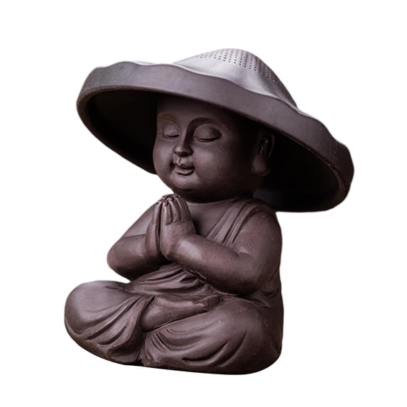 Buddha Statue, Tea Pet Ornament, Hand Carved Ornament Meditating Figurines, Sitting Buddha Statue, Buddha Sculpture for Desktop, Indoor C
