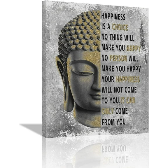 Buddha Statue Wall Art Inspirational Buddha Zen Wall Decor Motivational Buddha Picture Canvas Painting Print Zen Home Decor Spiritual Gifts for Men Women Bedroom Yoga Spa Framed Ready to Hang 12"x16"