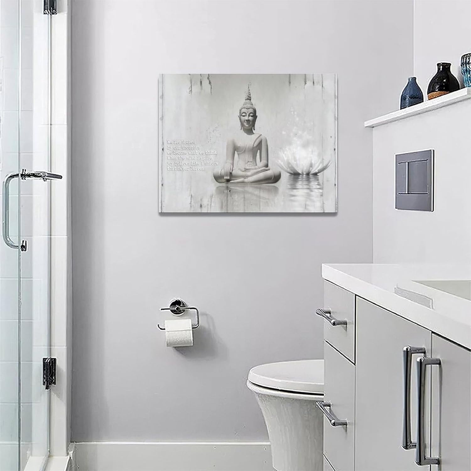 Buddha Statue Wall Art Spiritual Zen Lotus Canvas Wall Decor