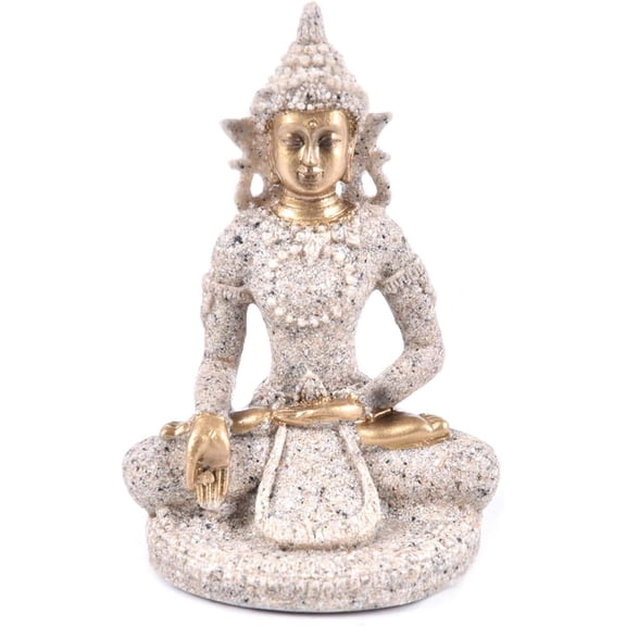 Buddha Statues Sandstone Thailand Buddha Sculpture Fengshui Figurine Home Decor Resin Sitting Miniature Home Decor