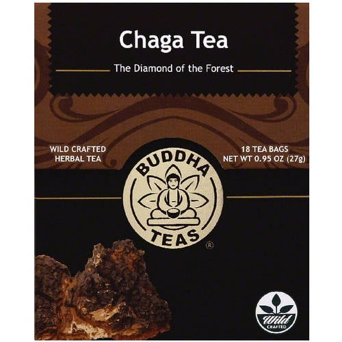 Buddha Teas Chaga Mushroom Herbal Tea, 18 count, 0.95 oz, (Pack of 6