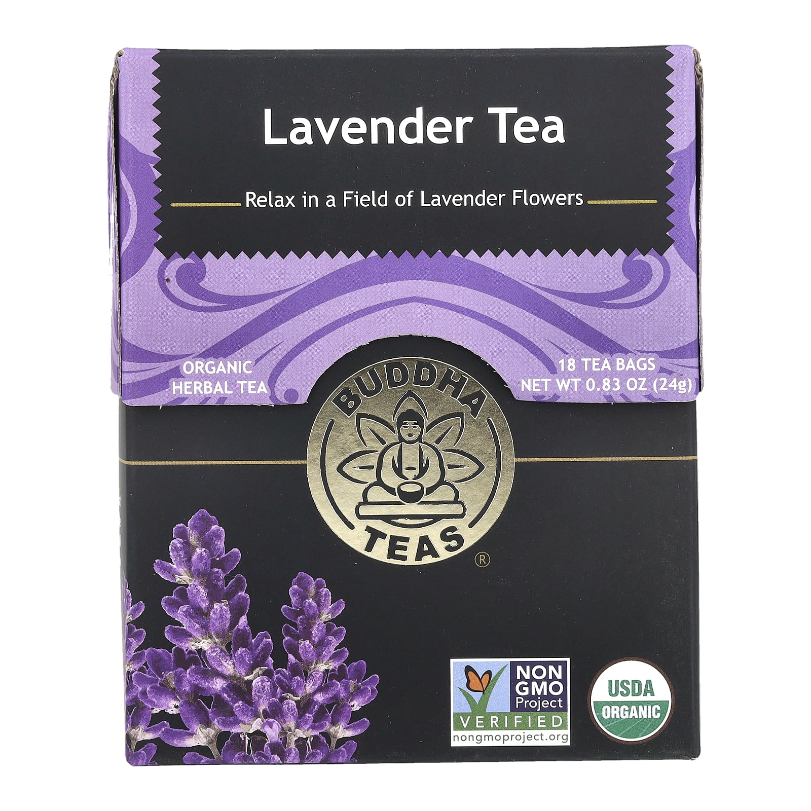 Buddha Teas Organic Herbal Tea, Lavender, Caffeine Free , 18 Tea Bags, 0.83 oz (24 g)