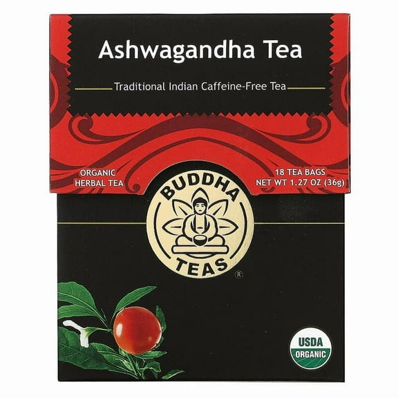 Buddha Teas, Organic Herbal Tea, Ashwagandha, 18 Tea Bags,1.27 oz Pack of 3