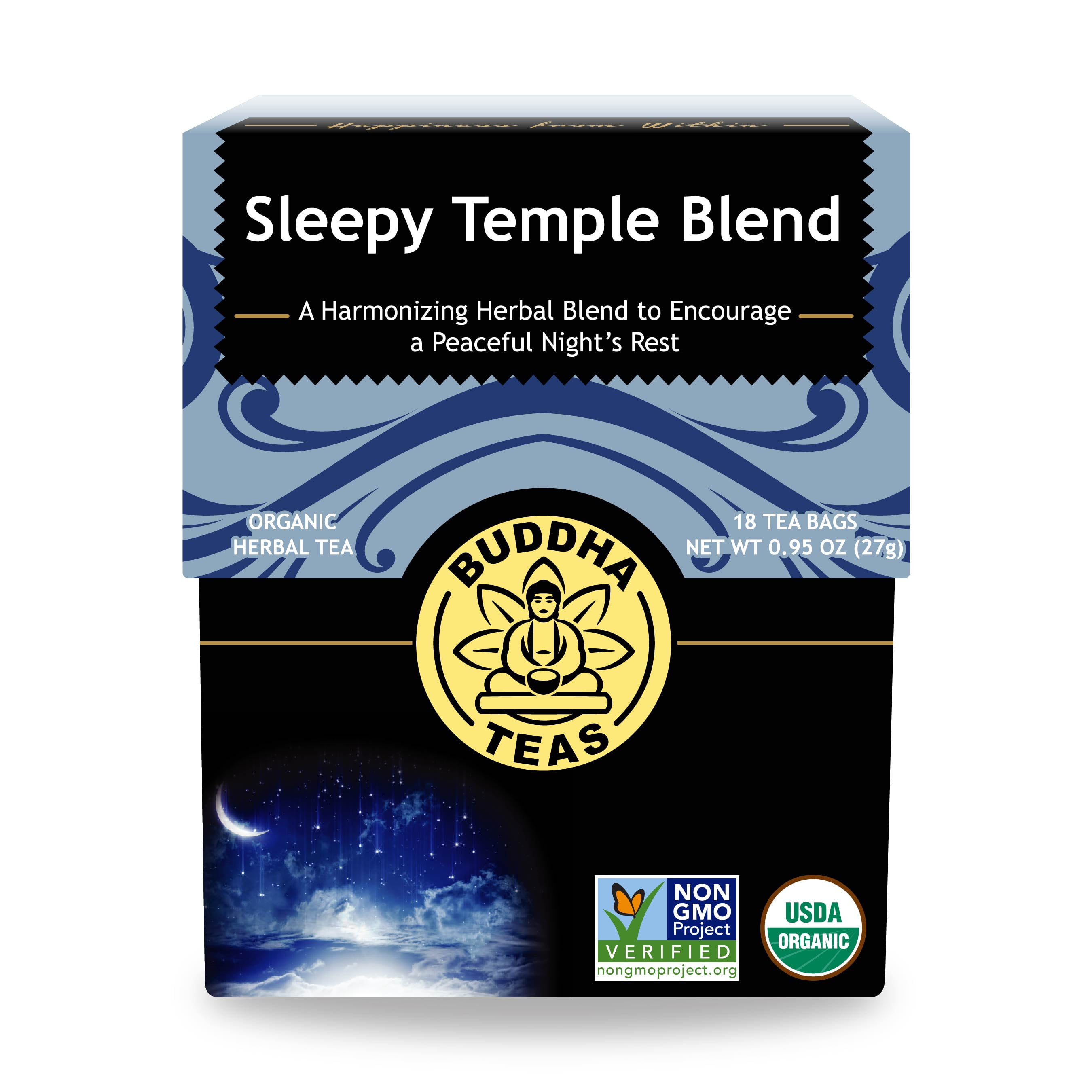 Buddha Teas Sleepy Temple Blend - Organic Herbal Tea - For Health & Wellbeing - Blend of Herbs & Flowers - Clean Ingredients - Caffeine Free - OU Kosher & Organic - Non-GMO (Pack of 1)