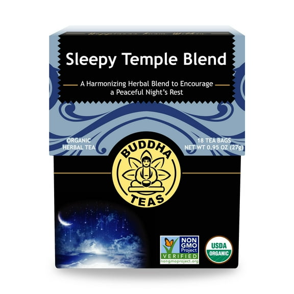 Buddha Teas Sleepy Temple Blend - Organic Herbal Tea - For Health & Wellbeing - Blend of Herbs & Flowers - Clean Ingredients - Caffeine Free - OU Kosher & Organic - Non-GMO (Pack of 1)