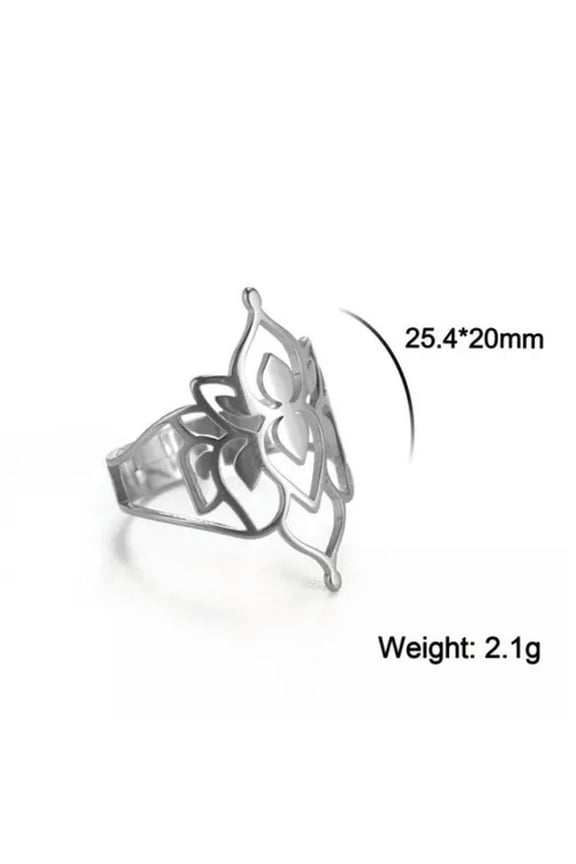Buddha Vintage Lotus Ring Stainless Steel Flower of Paradise Couple Rings
