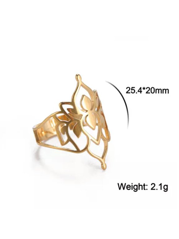 Buddha Vintage Lotus Ring Stainless Steel Flower of Paradise Couple Rings