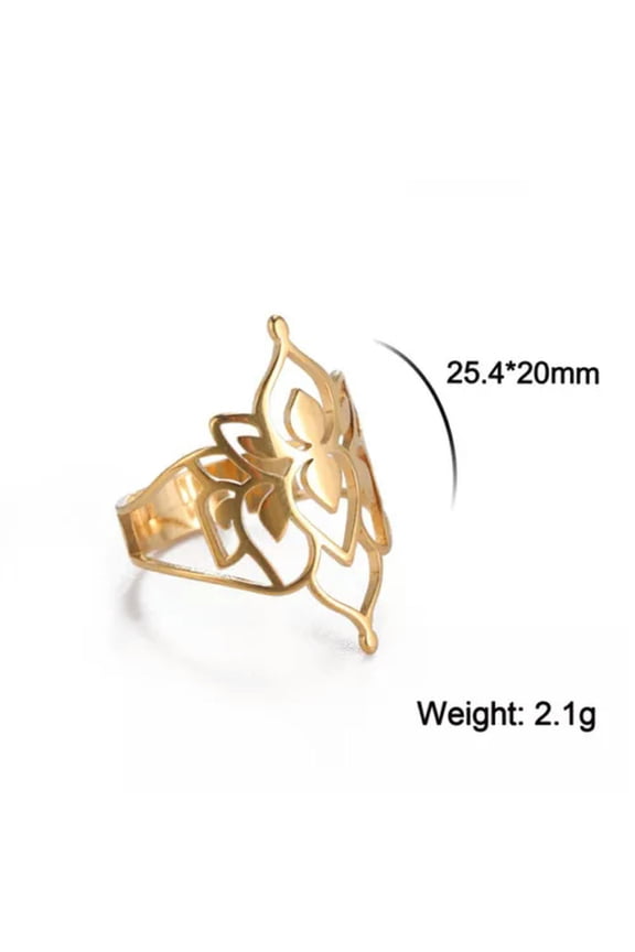 Buddha Vintage Lotus Ring Stainless Steel Flower of Paradise Couple Rings