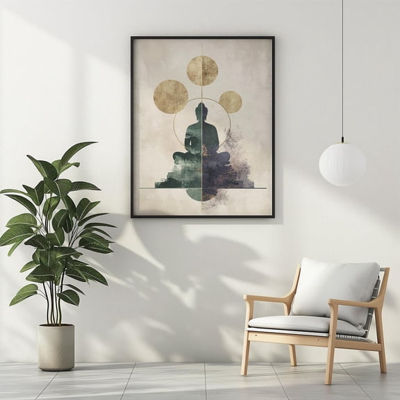 Buddha Wall Art Abstract Modern Printable Buddhist Painting Vintage Japanese Japandi Artwork Zen Buddhism Wall Decor Gift Digital Download, Unframed Canvas Size 8x12