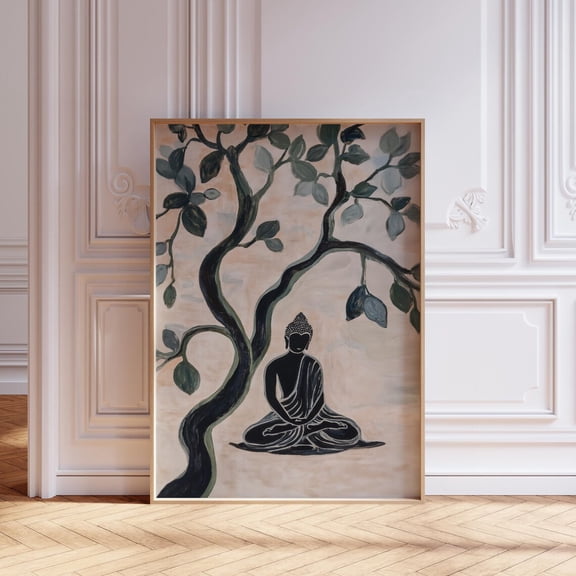 Buddha Wall Art Zen Buddha Poster Minimalist Buddha Art Bodhi Tree Art Tree Of Life Wall Art Spiritual Buddhist Art Buddha Print, Unframed Poster Size 8x12