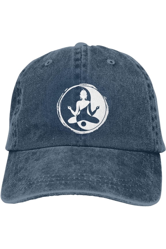 Buddha Yin Yang Hat Distressed Cotton Washed Baseball Cap Black Funny Denim Hats Unisex Adjustable