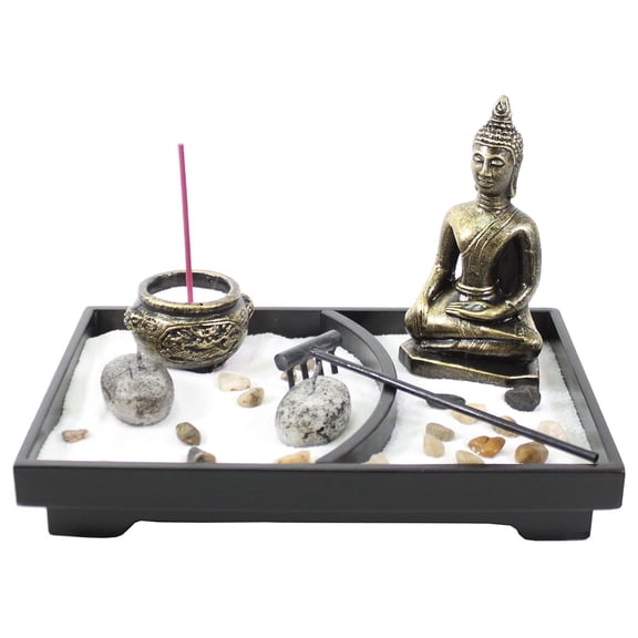 Buddha Zen Garden Rock Sand Candle Holder Home/Office Decor Perfect Relaxing Gift Idea (Rock G16232)