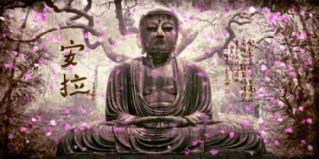 Buddha in tree lilac Canvas Art - Jose Ferriz (10 x 20)