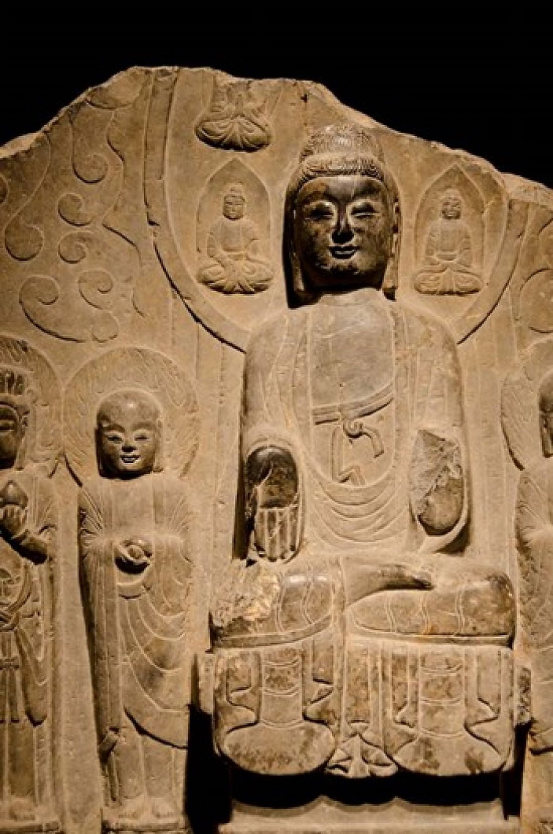 Buddha statue c 550-577 AD Shanghai China Canvas Art - Cindy Miller Hopkins DanitaDelimont (22 x 33)