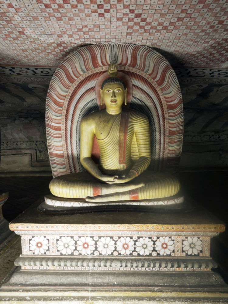 Buddha statue in Cave II of Dambulla Cave Temple 1st century BCE Dambulla Central Province Sri Lanka Canvas Art - Panoramic Images (12 x 16)