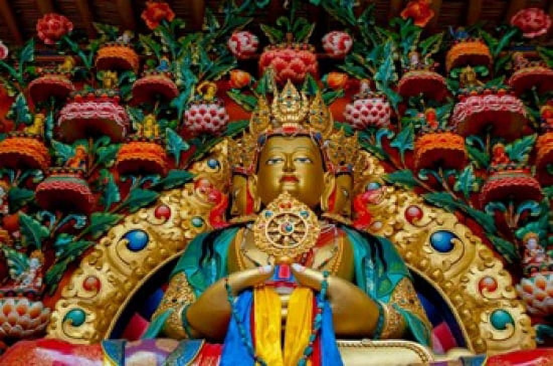Buddha statues at Stok Palace Ledakh India Canvas Art - Ellen Clark DanitaDelimont (19 x 29)