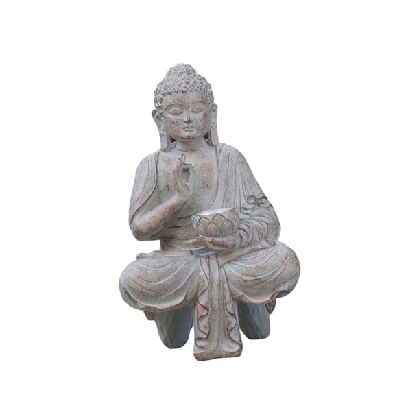 Buddhas Statue with Solar Light Home Garden Decors Sitting Meditating Buddhas Figurines for Outdoor Yard Ornaments