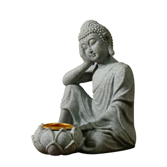 Buddhas Tealight Candle Incenses Holder Stone Sculpture for Garden Decoration