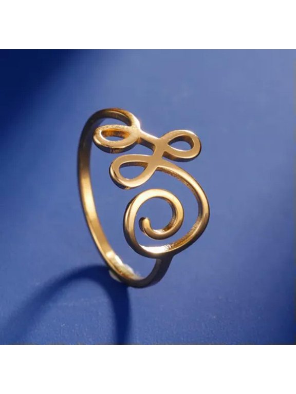 Buddhism OM Unalome Symbol Women Ring Spiritual Lotus Flower Wedding Bands