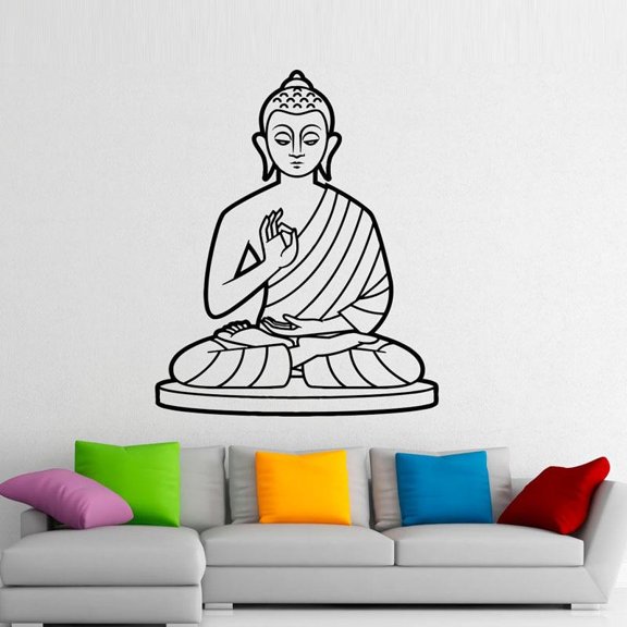 Buddhism Pattern Lotus Flower Buddha Wall Decals Vinyl Stickers Home Decor Removable Wall Stickers Modern 36x30cm