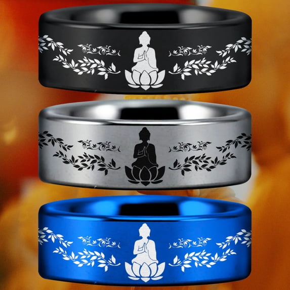 Buddhism Tungsten Carbide Ring