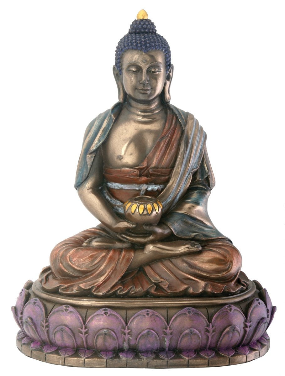 Glossy Multicolor Resin Buddha Statue, 6 inches