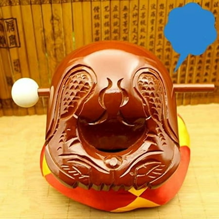 Buddhist Camphorwood Wooden Fish Temple Block Zen Drum with Mat 5 inch$$Music